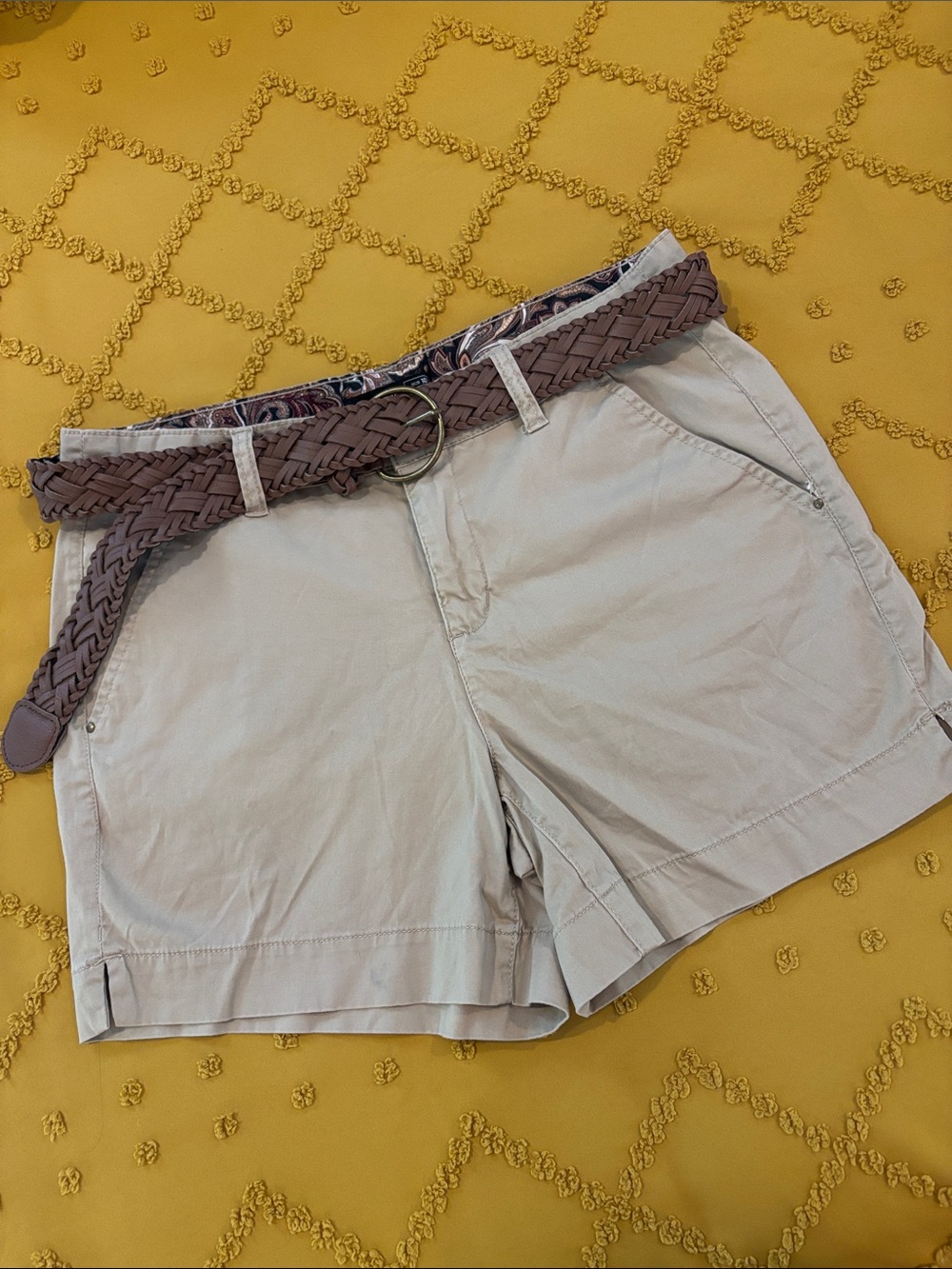 Women's Cotton Bermuda Shorts with Braided Belt
